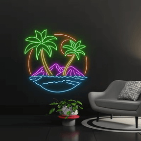 Palm Tree And Sunset Neon Sign Custom Neon Sign