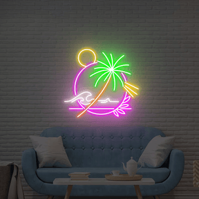 Palm Tree Neon Sign Wave Wall Art Neon Sign Neon Sign