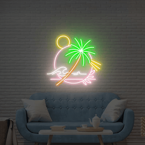 Palm Tree Neon Sign Wave Wall Art Neon Sign Neon Sign