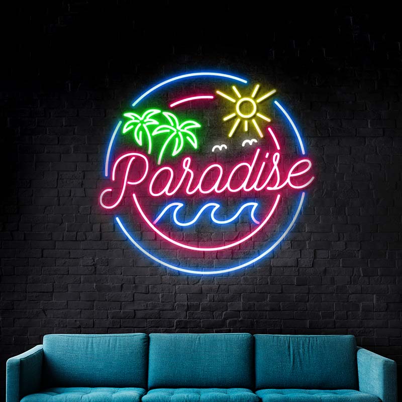 Paradise Beach Led Sign Custom Summer Party Decor Sign