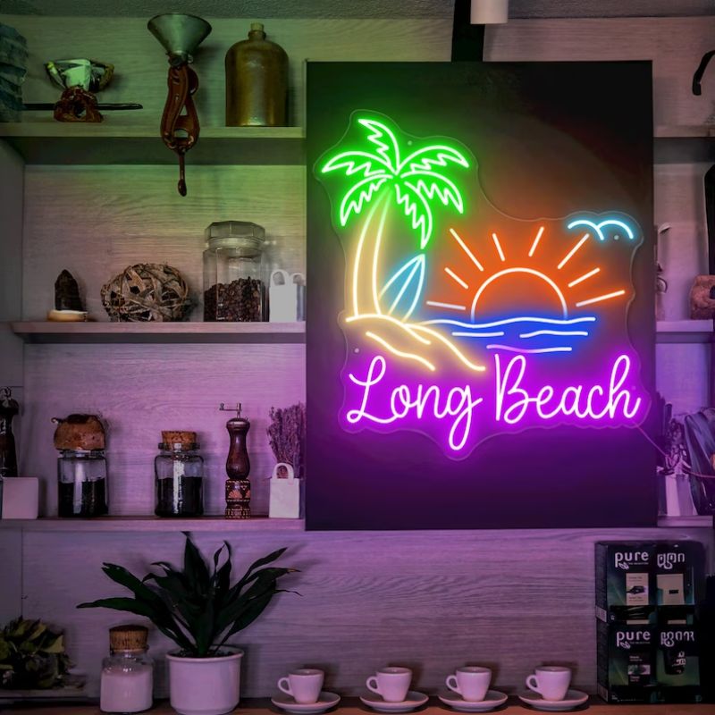 Paradise Palm Tree Beach Neon Light Summer Neon Sign Art