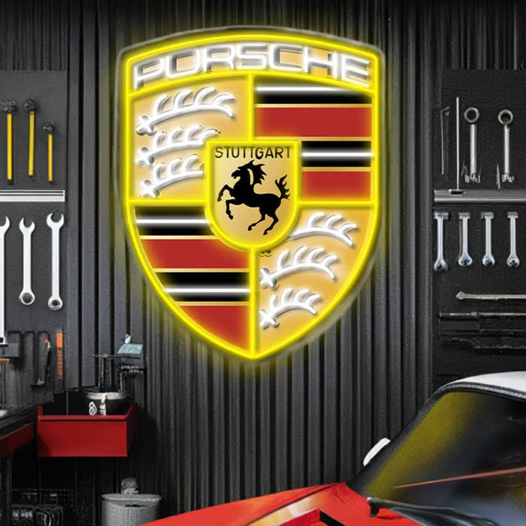 Porsche Led Neon Sign Garage Room Wall Decor Light