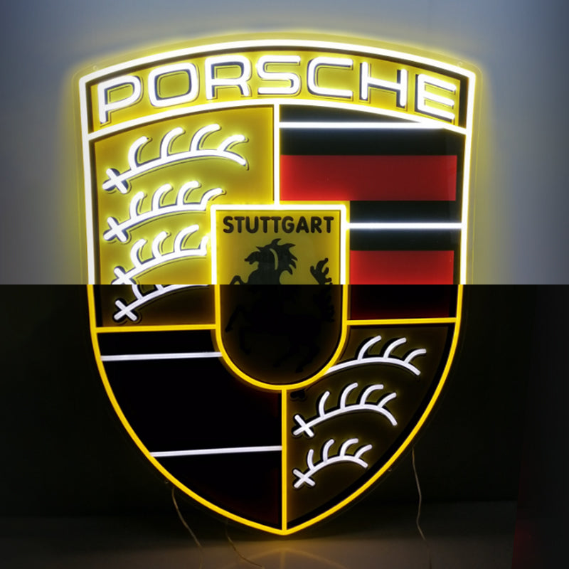 Porsche Led Neon Sign Garage Room Wall Decor Light