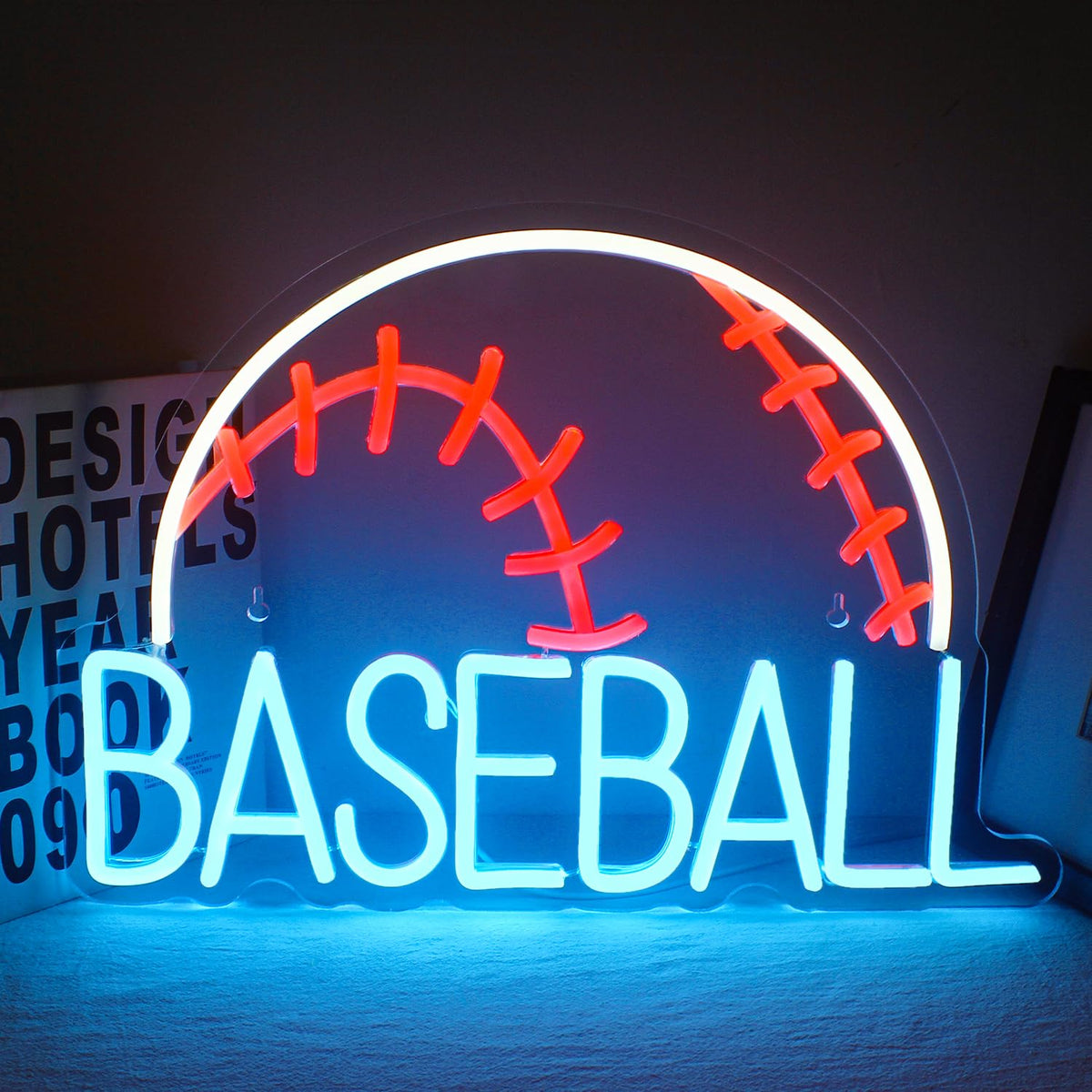 Red&White Blue Baseball Neon Sign