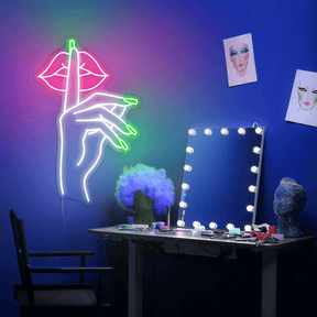 Secret Finger on Lip Neon Sign Beauty Salon Nails Studio Decor