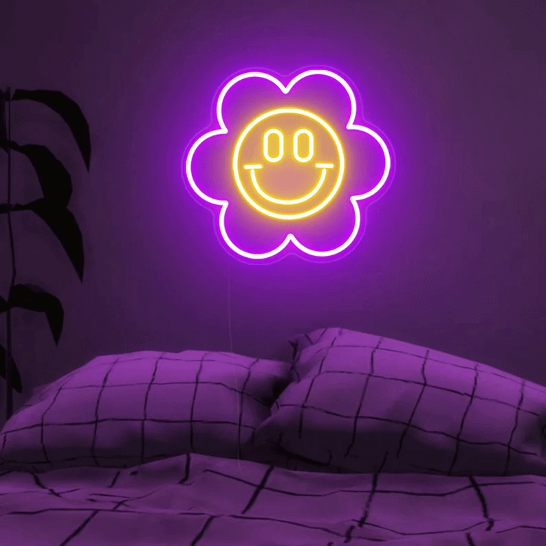 Smiley Face Flower Led Neon Sign Room Decor Sign