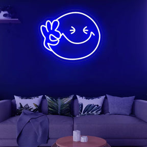 Smiley Face Neon Sign OK Neon Sign Wall Decor Art