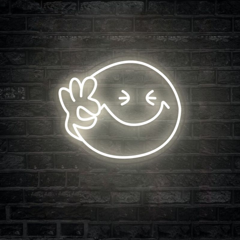 Smiley Face Neon Sign OK Neon Sign Wall Decor Art