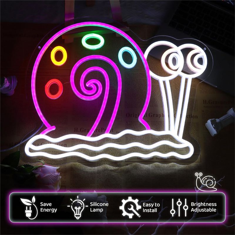 Snail Neon Sign Anime Cartoon Neon Sign Gaming Room Decor