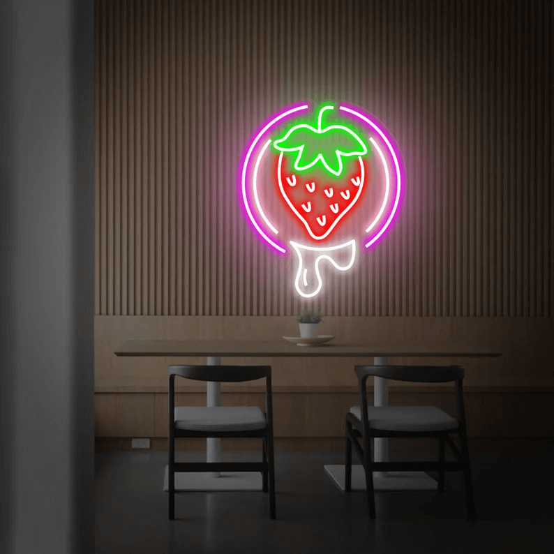 Strawberry Neon Sign Fruit Led Sign Shop Decor Sign