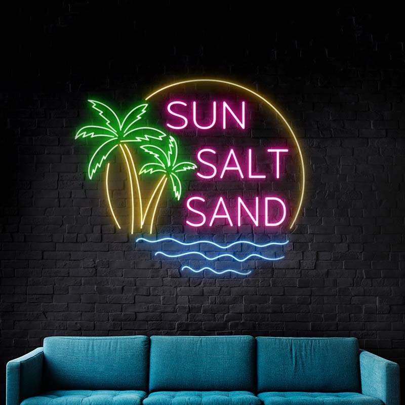 Sun Salt Sand Neon Sign Custom Summer Party Decor Sign