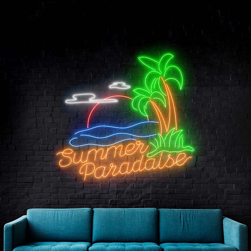 Summer Paradise Palm Tree Neon Sign Custom Led Neon Sign