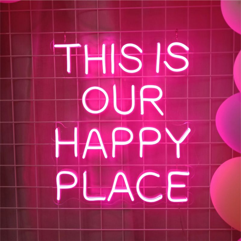 This Is Our Happy Place Neon Sign Personalized Wall Decor Sign