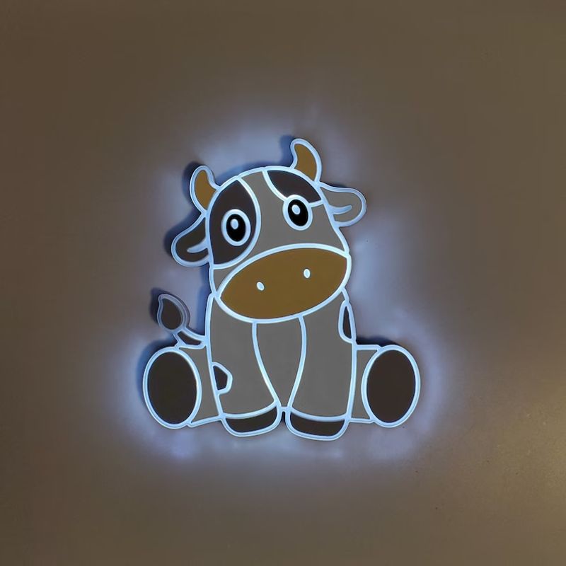 Cute Cow Light Sign Kids Room Decor Sign