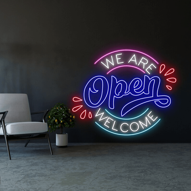 We Are Open Welcome Neon Sign