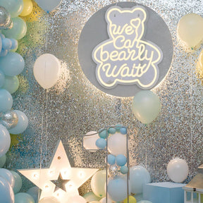 We Can Bearly Wait Neon Sign for Baby Shower Birthday Party Decor