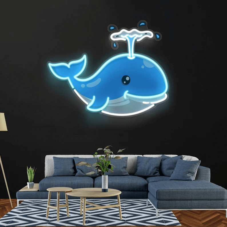 Whale Neon Sign Wall Decor for Home Bar Restaurant