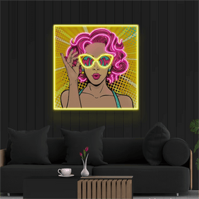 Wow Lady Pop Art LED Neon Sign Comic Pop Art Wall Decor