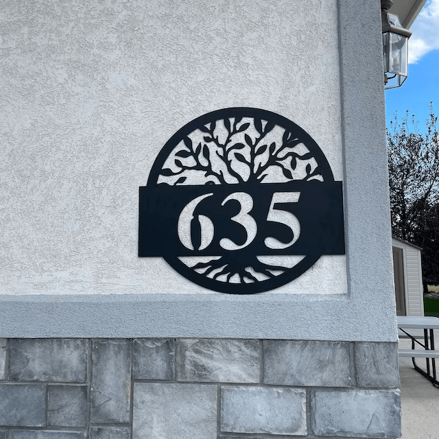 Round Metal Address Sign for House