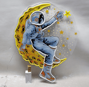 Astronaut Lying On The Moon Space Artwork Led Neon Sign