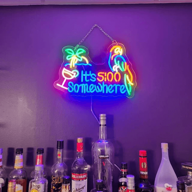 It's 5 O'clock Somewhere Neon Sign Tiki Bar Neon Light