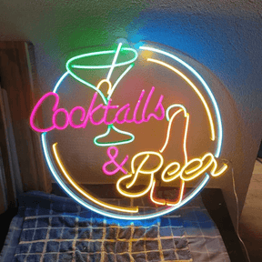 Cocktails and Beer Led Sign Bar Shop Decor