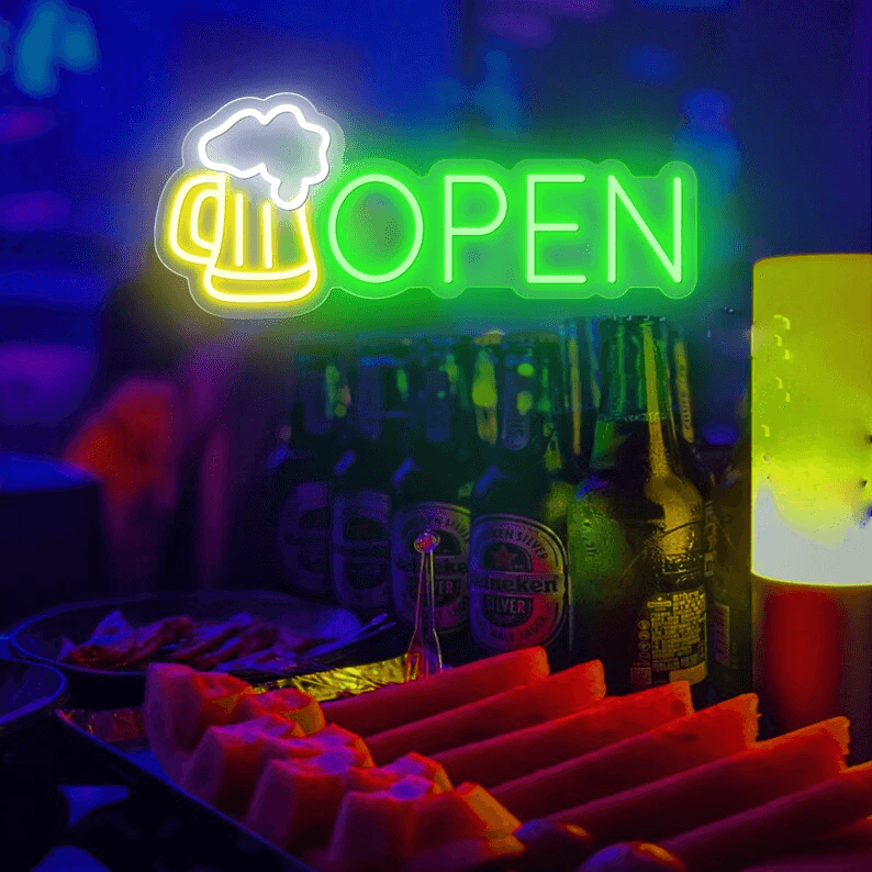 Beer Bar Open Led Light Sign Shop Decor Wall Art Sign