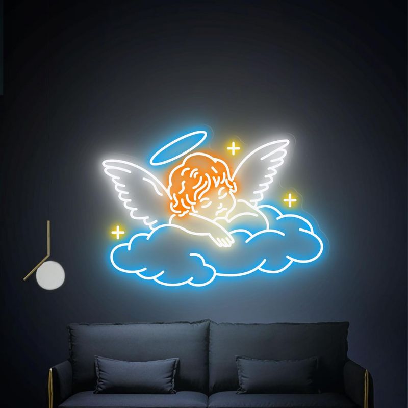 Angel Sleeping on Cloud Handmade Neon Sign Kids Bedroom Decor