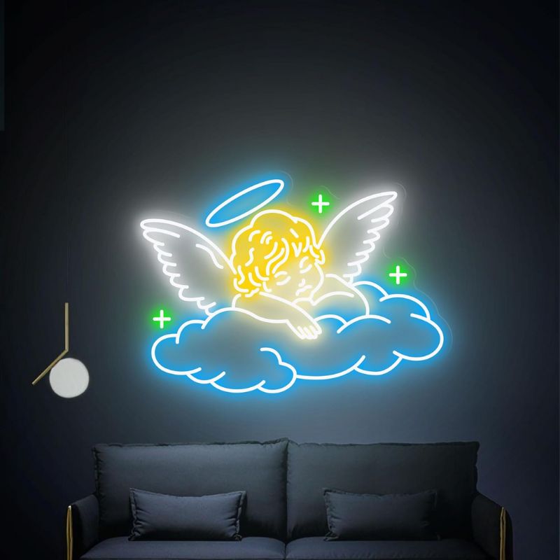 Angel Sleeping on Cloud Handmade Neon Sign Kids Bedroom Decor