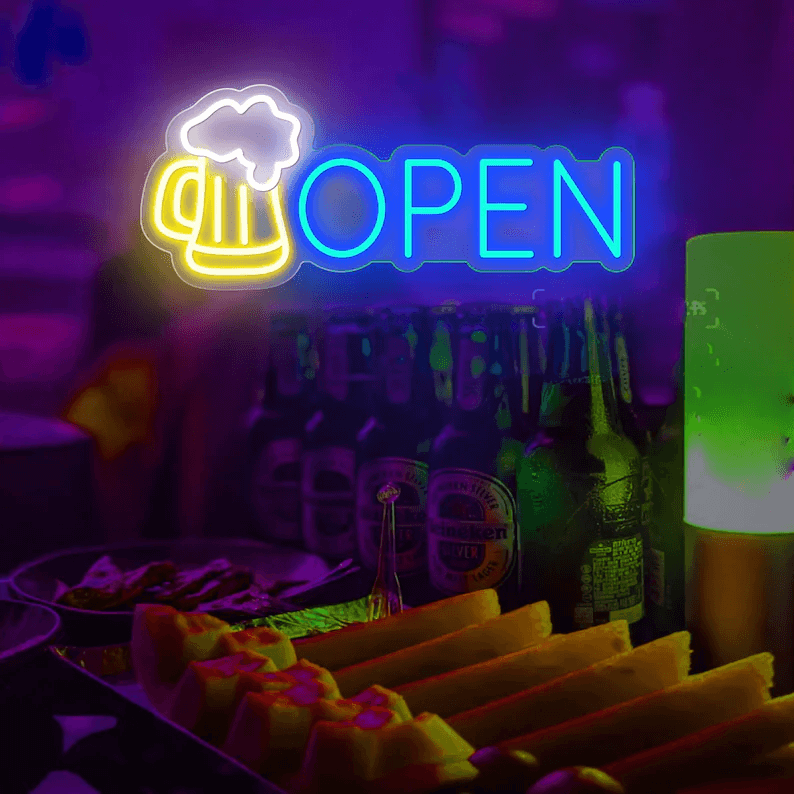 Beer Bar Open Led Light Sign Shop Decor Wall Art Sign