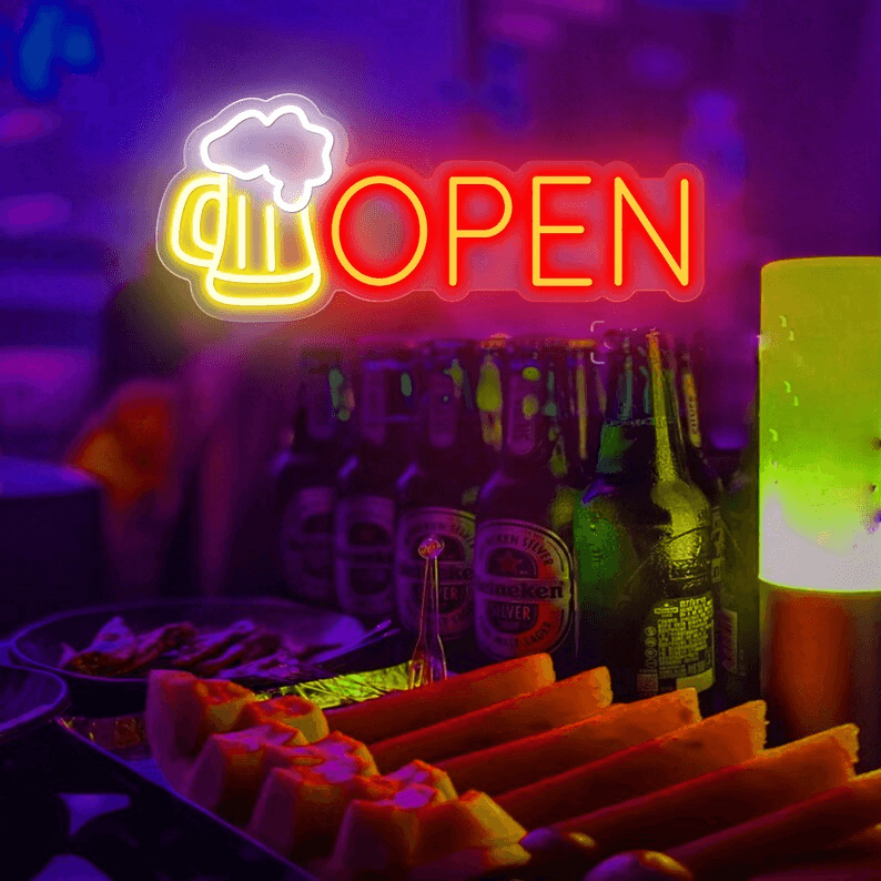 Beer Bar Open Led Light Sign Shop Decor Wall Art Sign