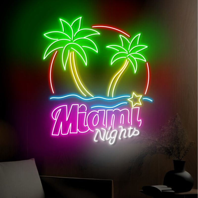 Tropical Miami Nights Neon Wall Decor Sign