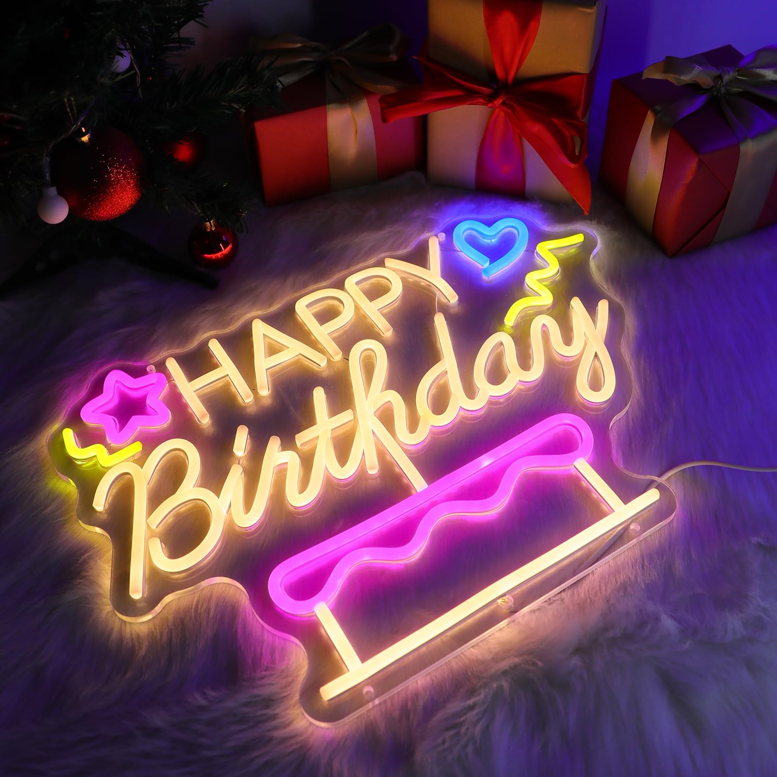 Happy Birthday&Cake Neon Sign