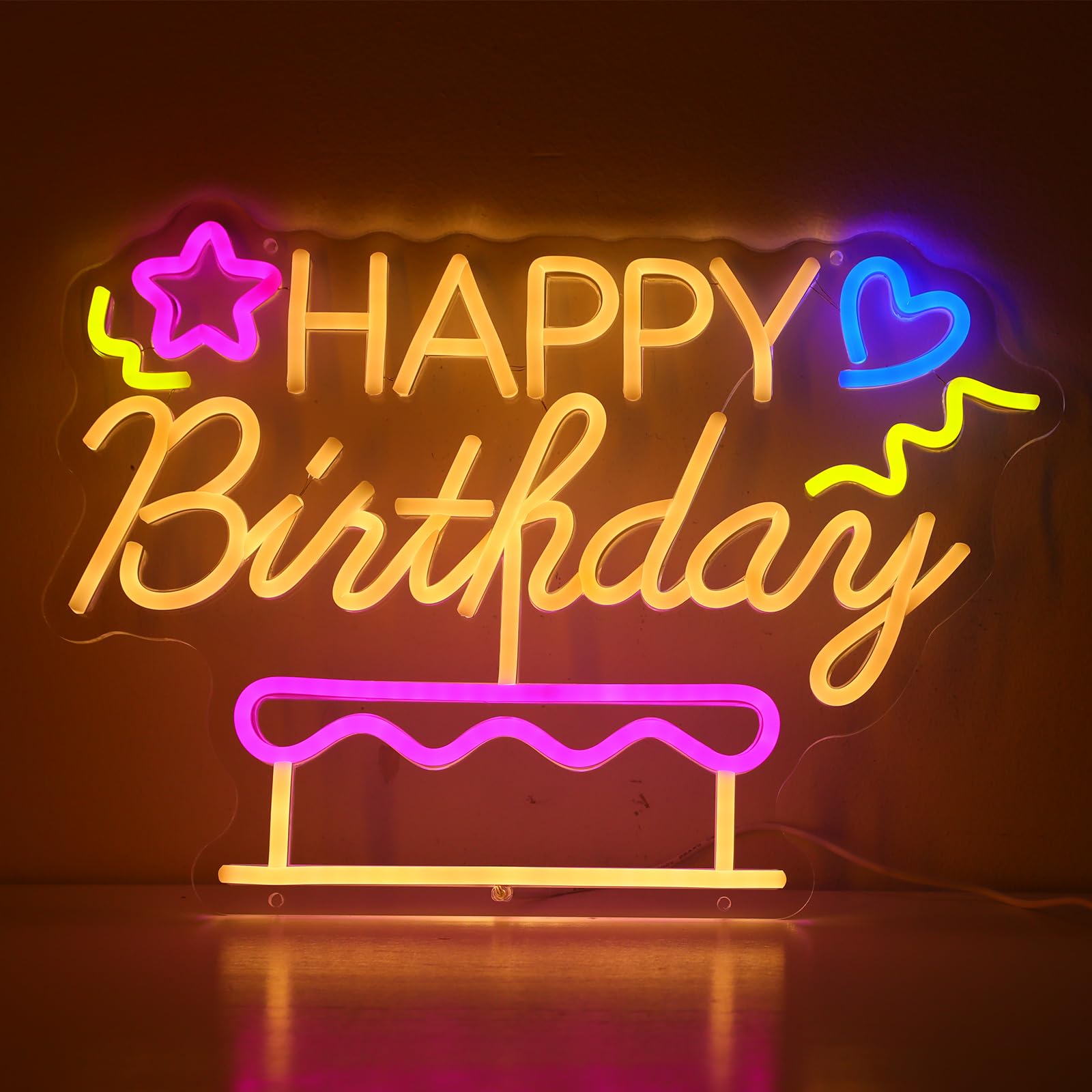 Happy Birthday&Cake Neon Sign