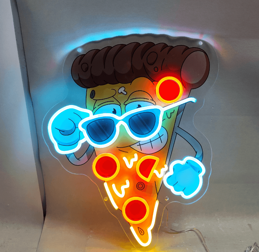 Cool Cartoon Pizza Custom Led Neon Signs for Wall Decor