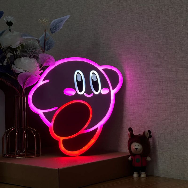 Kirby Cartoon Neon Sign for Kids Gift Gaming Room Decor