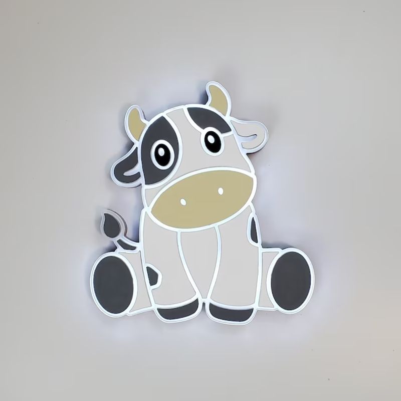 Cute Cow Light Sign Kids Room Decor Sign