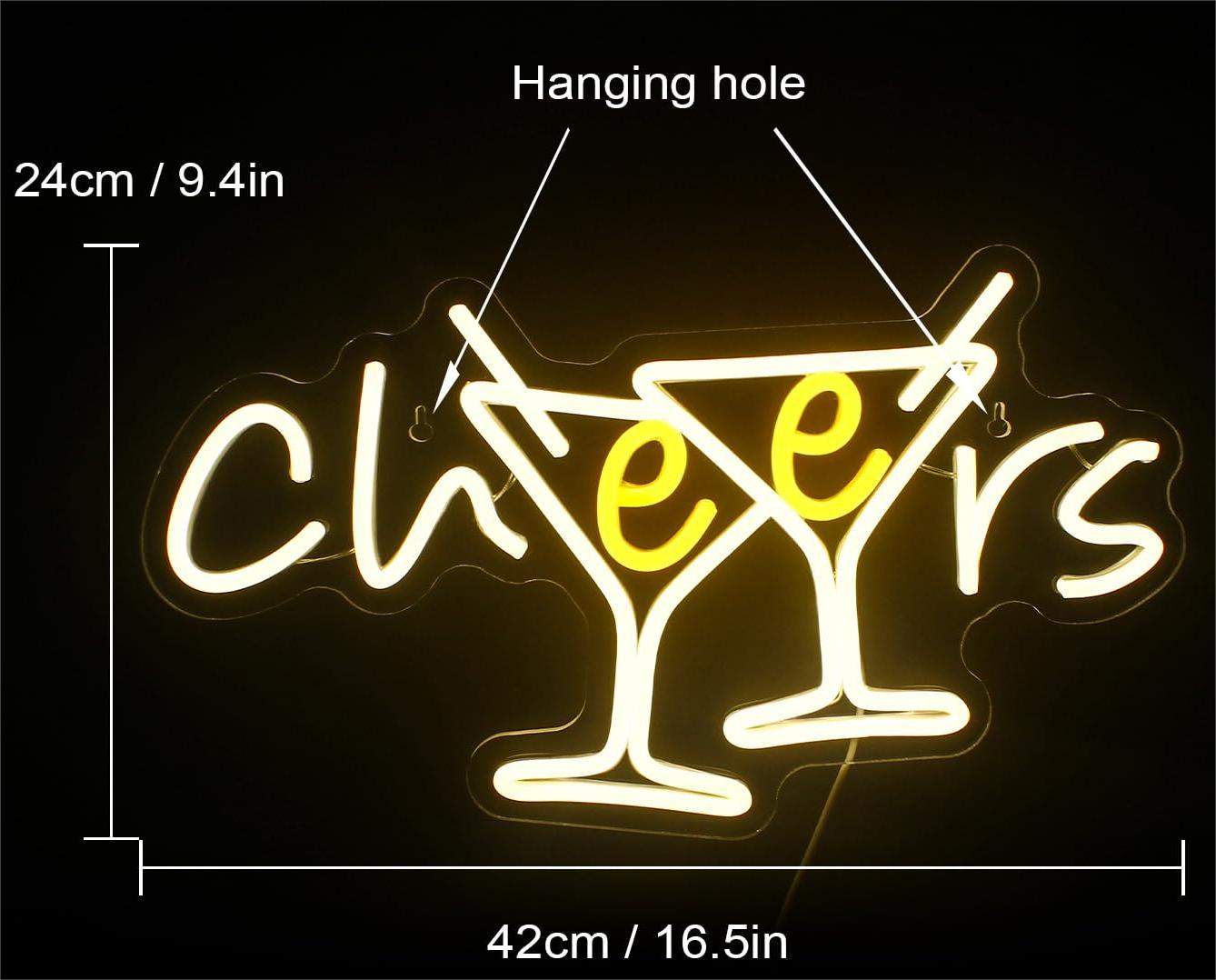 Cheers Neon Sign for Pub Party Club Bar Decor