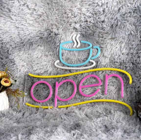 Coffee&Open Led Neon Sign for Shop Decor