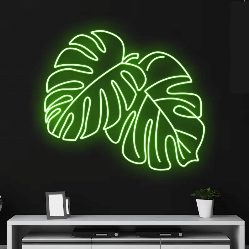 Monstera Leaf Neon Sign Light Shop Room Wall Art