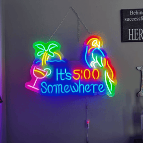 It's 5 O'clock Somewhere Neon Sign Tiki Bar Neon Light