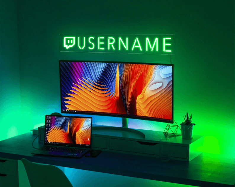 Custom Twitch Username Led Neon Sign Gaming Room Neon Sign