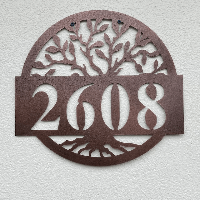 Round Metal Address Sign for House