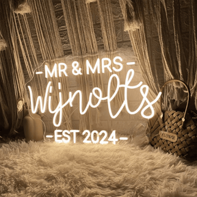 Custom Mr & Mrs Last Name With EST Year LED Neon Sign