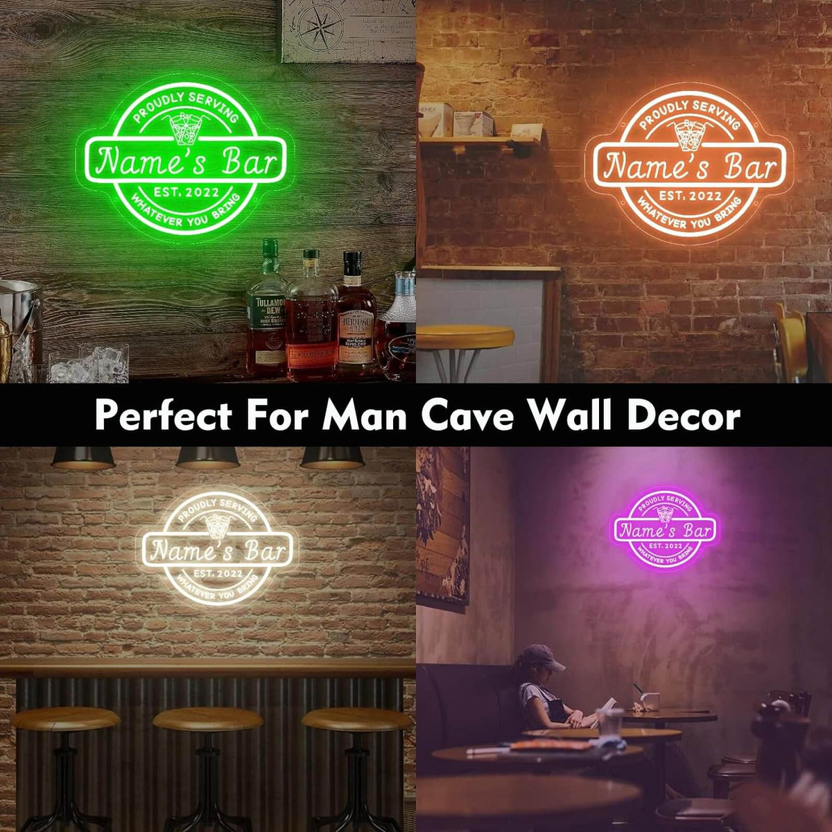 Personalized Bar Cocktail Beer Signs LED Neon Lights for Men Gifts