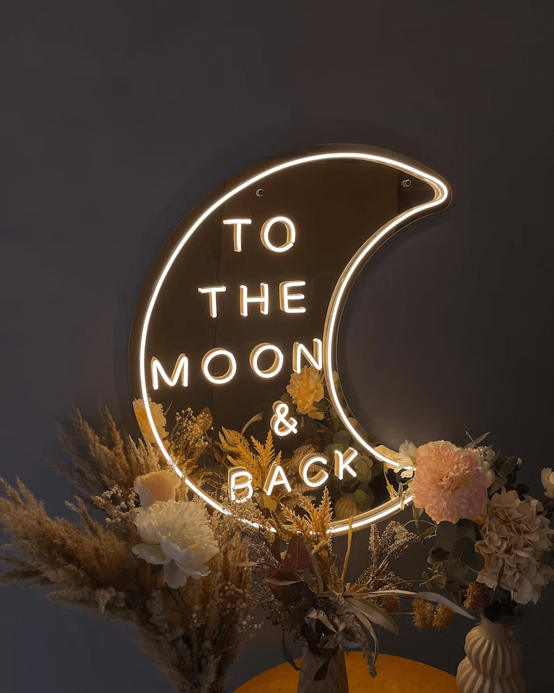 To The Moon&Back Mirror Neon Sign