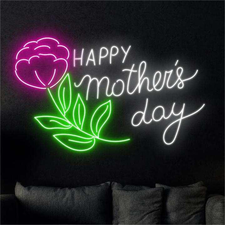 Happy Mother's Day&Flower LED Neon Sign