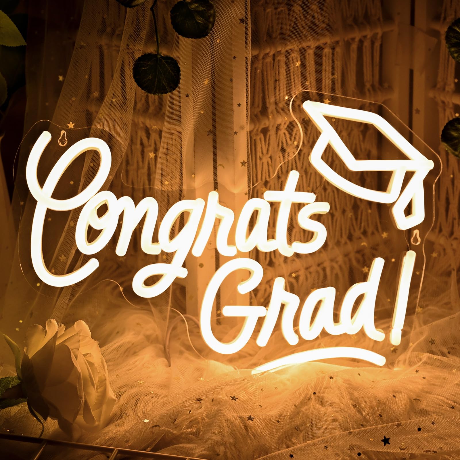 Congrats Grad Neon Sign for Graduation Party Decor