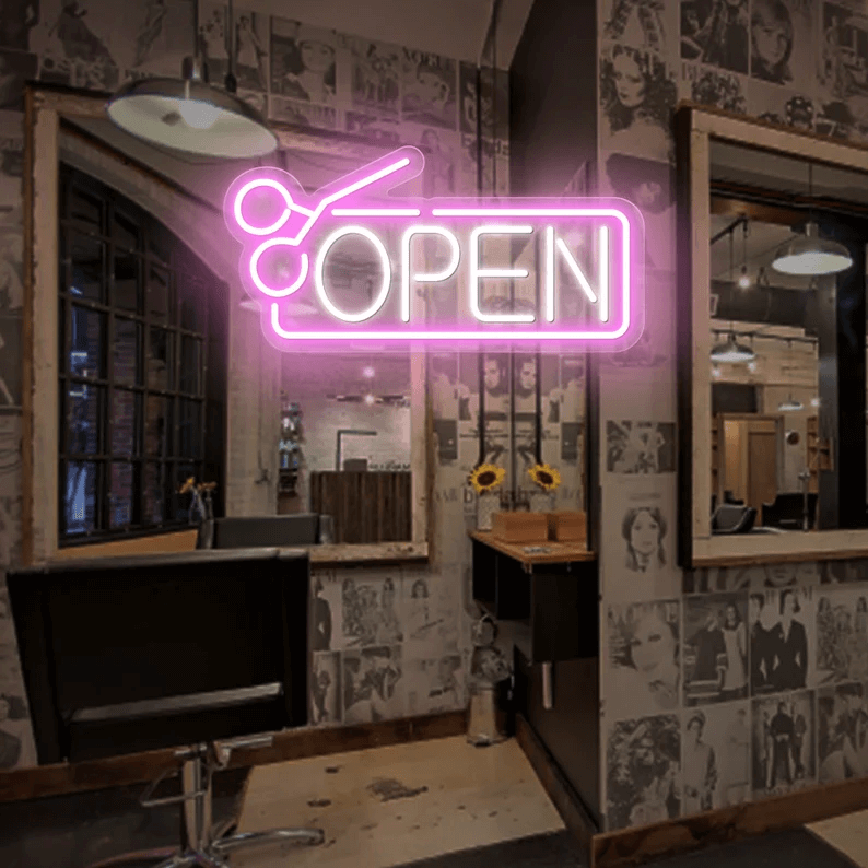 Hair Salon Open Neon Sign Custom Shop Neon Sign