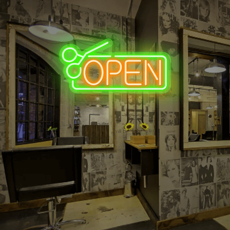 Hair Salon Open Neon Sign Custom Shop Neon Sign